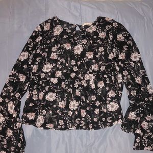 Flowy Floral Bell Sleeve Blouse